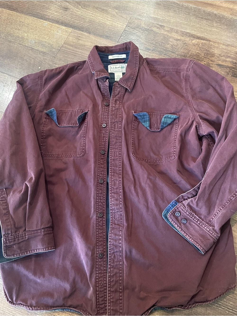 L.L. Bean Men's Burgundy Button-Up Shirt Jacket